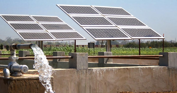 Solar panels serving a farm