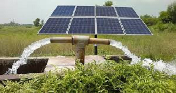 Solar array in an agricultural field